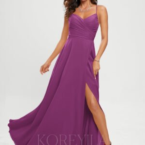A-line Sweetheart Floor-Length Chiffon Prom Dresses